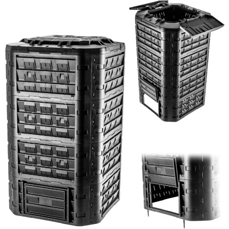 KADAX Composteur de jardin noir Réservoir d'engrais modulaire résistant au gel 1250L