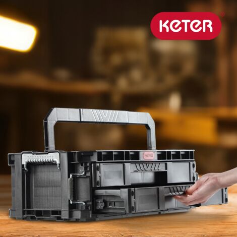 Keter – Organisateur de boîte à outils 2 tiroirs – Matériaux incassables – Compartiments pour vis et petits outils – Poignée ergonomique