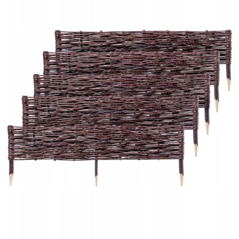 Kadax – Palissades en osier naturel 100 x 20 cm – Lot de 5 pièces – Résistantes aux intempéries – Installation facile avec piquets aiguisés (1/5)