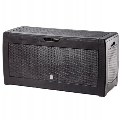 KADAX Caisse de jardin - 119 x 48 x 60 cm - En plastique - 310 l - Pour ranger coussins, jouets et coussins de siège - 310 l - Marron foncé (1/5)