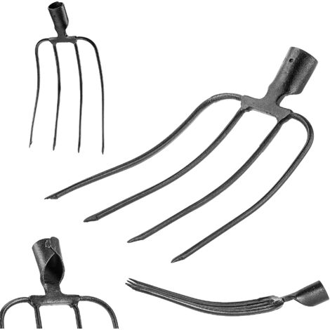 Fourches de jardin économiques KADAX 4 dents pour fumier de foin en acier sans poignée (1/5)