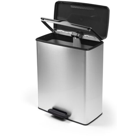 Curver – Poubelle à pédale 52L – Dimensions 622x300x496mm – Polypropylène recyclé – Couvercle hermétique anti-odeurs – 2 seaux intérieurs