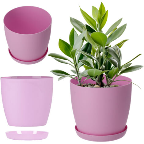 KADAX Pot de Fleurs en Plastique avec Soucoupe et Finition Mate Élégante, Cache-Pot pour Une Décoration Intérieure Raffinée et Moderne (20 cm, Rose) (1/5)