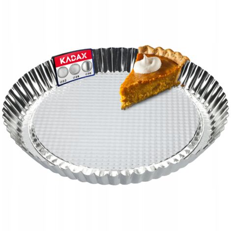 KADAX Moule à tarte, moule à tartelette en tôle galvanisée et antiadhésive, en 3 tailles, moule à tarte aux fruits, rond (diamètre 28 cm, argenté) (1/5)