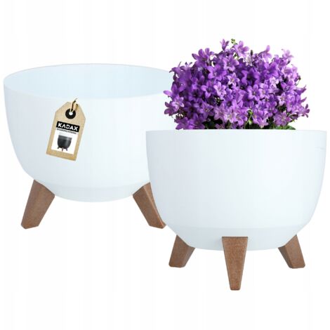 KADAX Pot de Fleur Pot de Fleur 29 cm Couvercle + Pieds d'insertion Support de Fleur Blanc (1/5)
