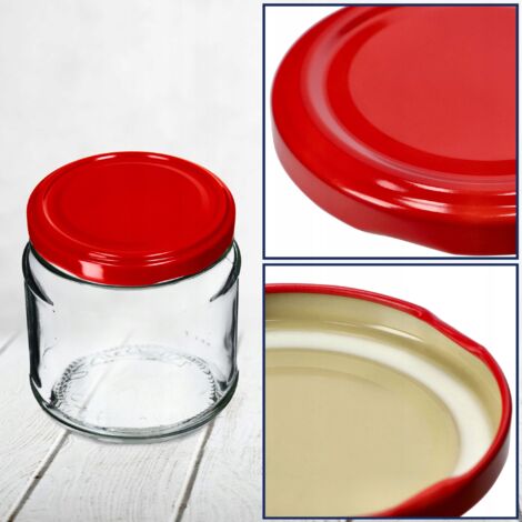 KADAX Lot De 50 Couvercles à Visser Pour Bocaux - Métal Rouge Fi 33 Mm - Couvercles De Rechange Étanches