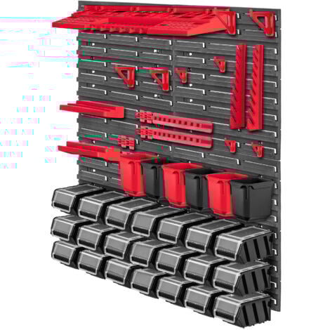 Étagère à Outils Murale 30 Boites De Rangement Empilables Et 2 Panneaux Muraux Extensible Rangement Doutils Atelier64 X 41 Cm 85022093
