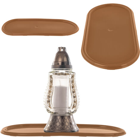 Bougeoir bougie 44 Cm dessous de verre plateau funéraire plastique doré (1/5)