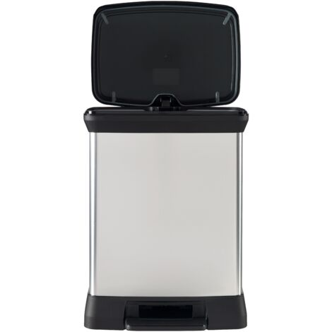 Poubelle Curver 30 Litres Argent Avec Couvercle - Dimensions 39.5x31.5x50 Cm - Neuf