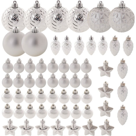 Boules de Noël incassables, boules de sapin de Noël, décorations argentées, lot de 60 pièces (1/5)