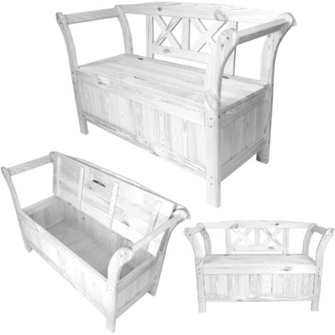 Kadax – Banc de jardin en bois 119 cm – Coffre de rangement intégré – Confort optimal pour terrasse et jardin – Matériau durable