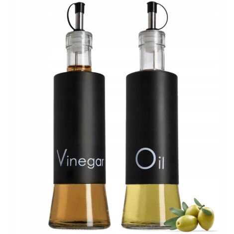 Bouteille de vinaigre d'huile 2 pièces 320Ml avec ensemble de bouteilles en verre distributeur (1/5)
