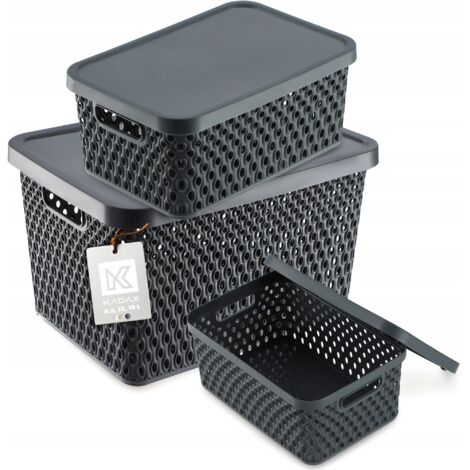 KADAX Boîte avec Couvercle Conteneur Panier Organisateur set 4,5L+12L+18L (1/5)