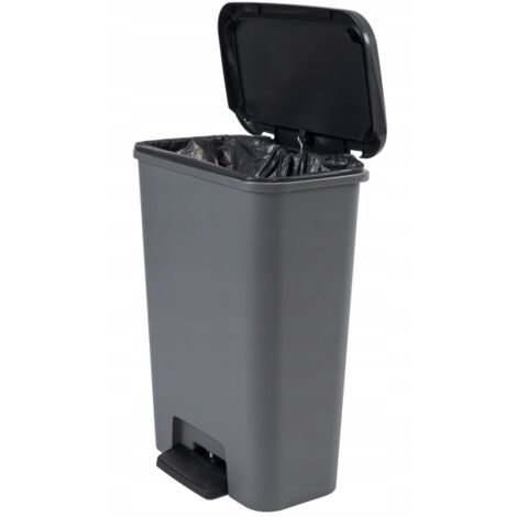 Keter – Poubelle à pédale 50L – Conteneur à déchets gris – Matériaux durables – Design élégant avec pieds antidérapants