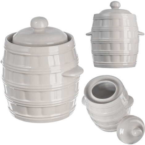 Fût pour mariner choux, concombres, pot en grès, 8L, avec collerette (1/5)