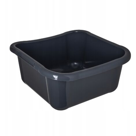 KADAX Bassine à linge rectangulaire, robuste, avec poignées confortables, bac de rangement, bac de nettoyage compact, gris foncé, 8 l