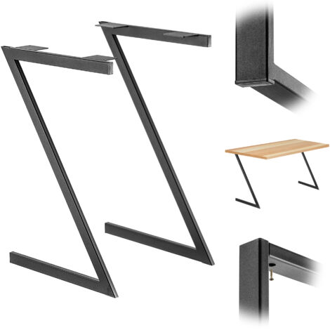 KADAX 2x Pieds de Table en Métal Bureau Loft ""avec"" Noir Industriel 53x79 cm (1/5)