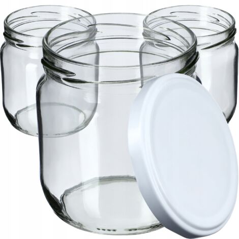 KADAX Lot de 24 bocaux à confiture avec couvercle à visser - 425 ml - Pour confitures, confitures, miel - Blanc (1/5)