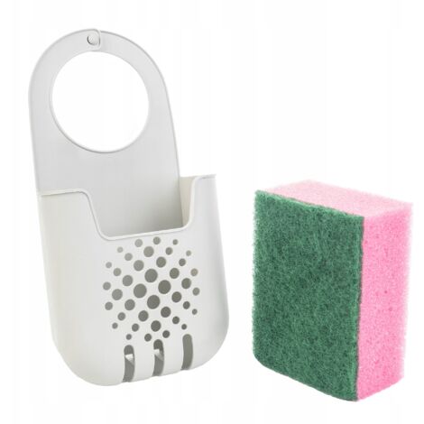 KADAX Porte-éponge, égouttoir pour éponge à vaisselle, panier suspendu pour ranger les éponges, étagère de robinet, organisateur de cuisine (blanc) (1/5)