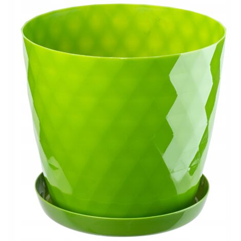 KADAX Pot de Fleurs en Plastique avec Soucoupe Intégrée, Pot de Plante pour Une Décoration Florale Moderne dans l'espace Interieur (20 cm, Vert) (1/2)