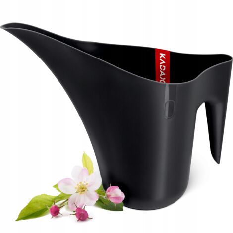 KADAX Arrosoir de 1,2 l - Arrosoir en plastique à col long - Pour plantes d'intérieur - Arrosoir de jardin - Noir (1/5)