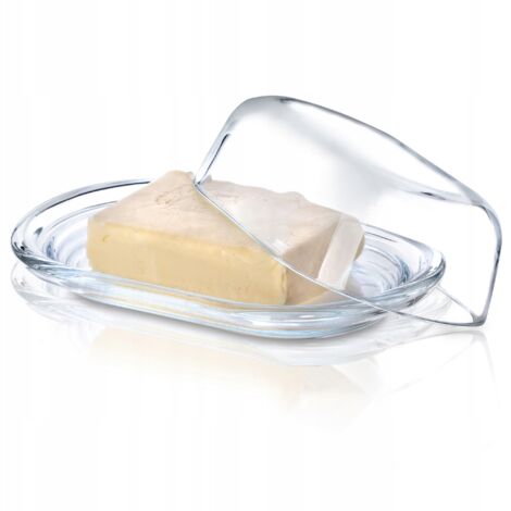 KADAX Beurrier en Verre avec Couvercle pour Réfrigérateur, L'Accessoire Essentiel de Cuisine pour Stocker, Servir et Préserver la Fraîcheur du Beurre