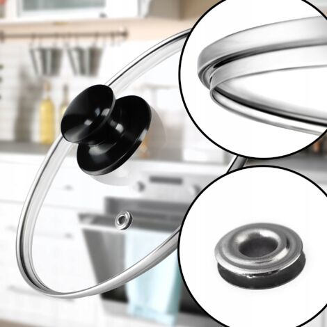 ZMDMAH Couvercle En Verre, 3 Tailles Noir Couvercle Universel Avec Bord Gradués En Silicone Résistant à Chaleur Et Trou Vapeur, Couvercle Universel En Verre Pour Poêles Et Casseroles De 18 20 22