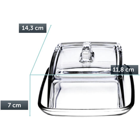 Beurrier En Verre Avec Couvercle - Design élégant Et Moderne - Va Au Lave-vaisselle - Contient Un Cube De Beurre Standard - 9