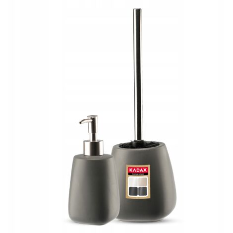 KADAX Ensemble de Salle de Bain Distributeur de Brosse WC Gris (1/5)