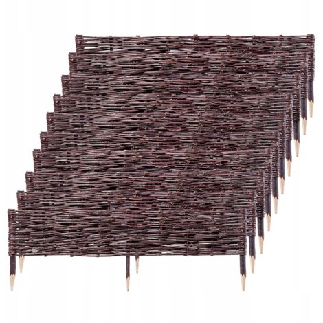 Kadax – Palissades en osier naturel 100 x 20 cm – Lot de 10 – Clôtures décoratives pour délimiter et orner votre espace extérieur – Résistantes aux intempéries