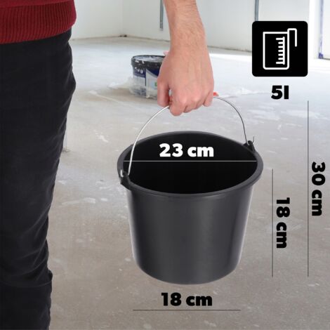 Lot De 4 Seaux De Construction 5 Litres BAUSTER - Plastique Robuste, Poignée Métal, Pour Bricolage, Jardin