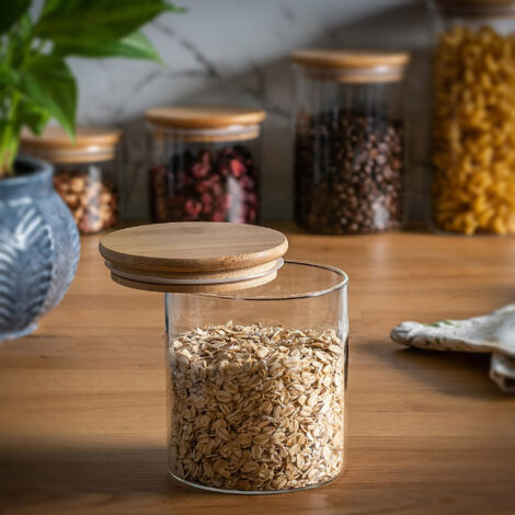 KADAX Sucrier En Verre Rond Avec Couvercle – Design Élégant Et Pratique – Pot à Sucre Transparent Avec Anse – Parfait Pour Table Et Fêtes