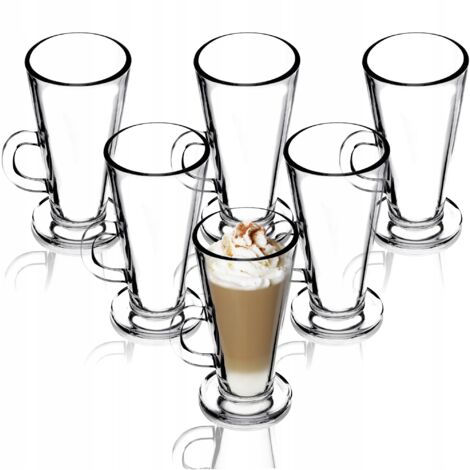 KADAX Verres à Café de 260 ml, Tasses avec Poignées en Verre Transparent pour Latte Macchiato, Cappuccino, Café au Lait, Thé, Jus et Eau (Lot de 6) (1/5)