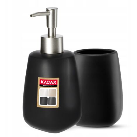 KADAX Ensemble de Salle de Bain Noir Distributeur + Mug (1/5)