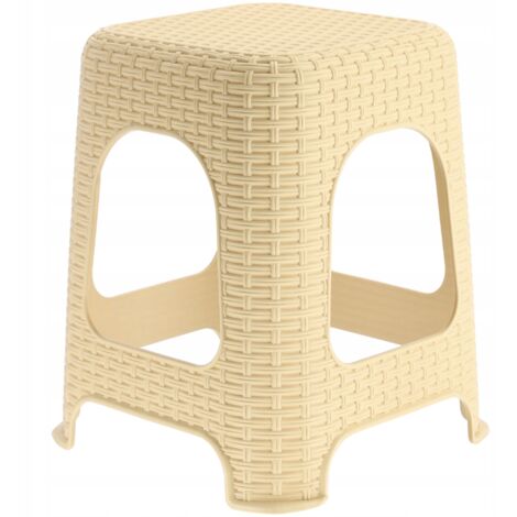 KADAX Tabouret en Plastique à l'Élégant Effet Rotin, Marchepied doté de Pieds Antidérapants pour Une Utilisation Intérieure et Extérieure (Beige) (1/5)