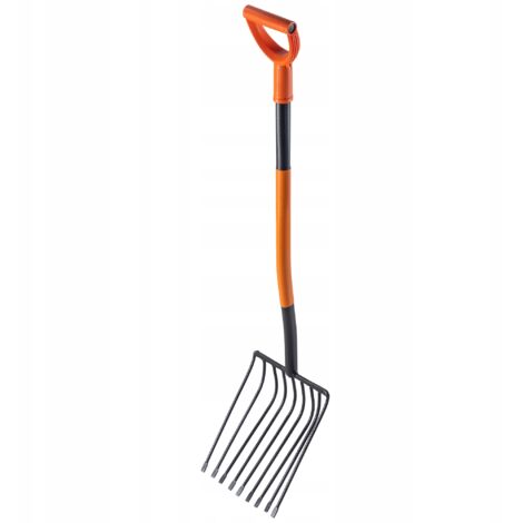 Kadax – Fourche à pommes de terre 9 dents – Tête en acier au carbone trempé – Dents plates pour récolte efficace – Manche long pour confort