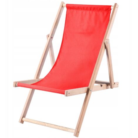 KADAX Chaise Longue Pliable en Bois pour se Détendre Confortablement à la Plage, sur Le Balcon ou dans Le Jardin, Transat Pliant d'Extérieur (Rouge) (1/5)