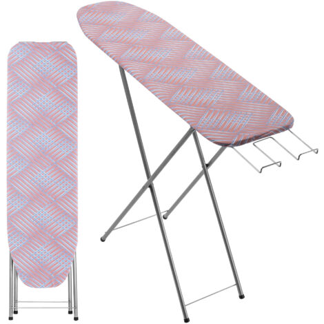 KADAX Table à Repasser 104 x 30 cm, Planche Pliable avec Housse en Coton Amovible, Support pour Fer, Pieds Antidérapants et Hauteur Réglable (Pêche)