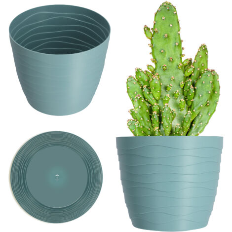 KADAX Pot de fleurs en plastique Ø 11-19 cm 7 couleurs simple pot de fleurs moderne robuste Pot rond Ø 13 cm menthe poivrée