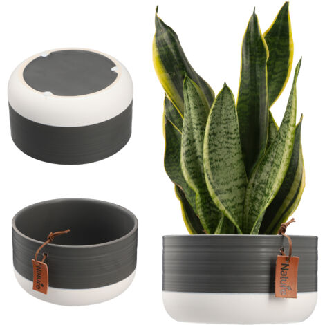 KADAX Pot de Fleur en Céramique 17x9cm Couvercle Gris (1/5)