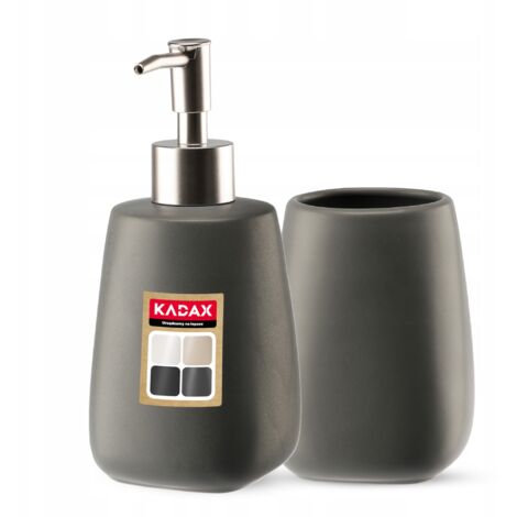 KADAX Ensemble de Salle de Bain Gris Distributeur + Mug (1/5)