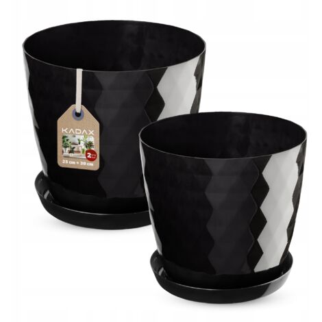KADAX Pot de Fleurs + Support Noir set 25+30cm (1/5)