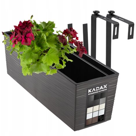 KADAX Pot de Fleurs Balcon Boîte Poignées 19x56cm Graphite (1/5)