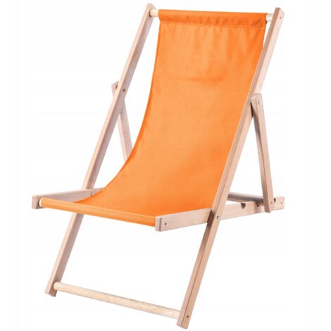 KADAX Chaise Longue Pliable en Bois pour se Détendre Confortablement à la Plage, sur Le Balcon ou dans Le Jardin, Transat Pliant d'Extérieur (Orange) (1/5)