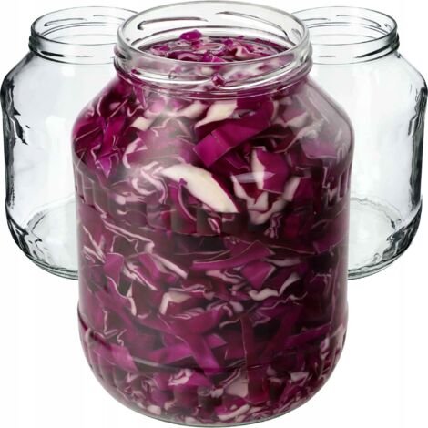 KADAX Lot de 12 bocaux en verre 1,7 l à insérer, fi89 mm, verres à concombre, bocaux en conserve, verres ronds, sans couvercle (1/5)