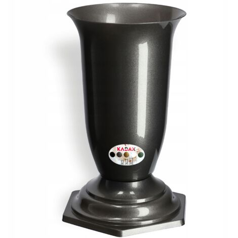 Kadax – Vase flacon pour cimetière 29cm – Graphite – Matériau solide et durable – Stabilise les fleurs contre intempéries