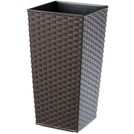 KADAX Pot de Fleur Haut, Grande Jardiniere en Plastique pour Une Décoration Interieure et Exterieure, Bac à Fleurs Imitant Le Rotin (75 cm, Marron)