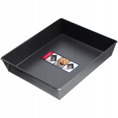 KADAX Moule à Gâteau Rectangulaire, Grand Moule à Pâtisserie avec Revêtement Antiadhésif et Bords Hauts, Accessoire de Cuisine (Noir, 30.5 x 25.5 cm)