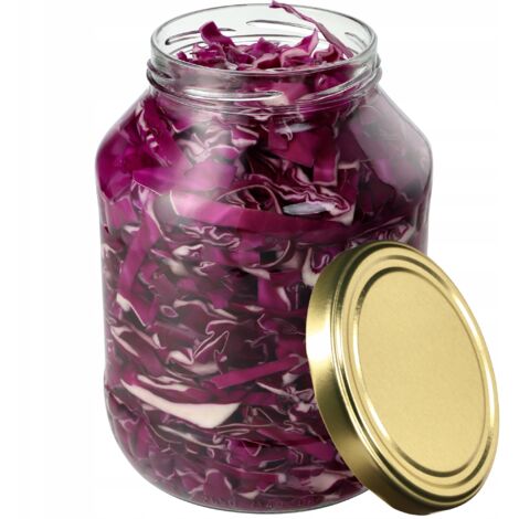 KADAX Weck - Lot de 1 bocal à insérer - 2,5 l - Diamètre : 100 mm - Verre à conserve - Verre à concombre - Verre rond - Couvercle doré (1/5)