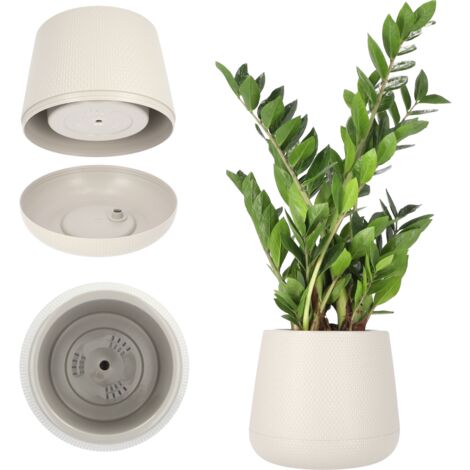 KADAX Pot de Fleurs en Plastique Ø 13-23 cm 4 Couleurs Ovale avec Dessous de Verre Inclus dans Le kit Pot de Fleurs (1/5)